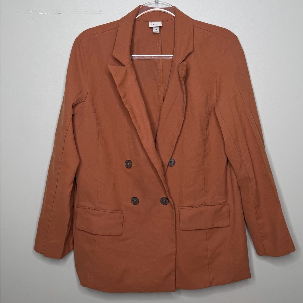 a new day Double-Breasted Blazer Jacket - Rust Orange Baggy Fit